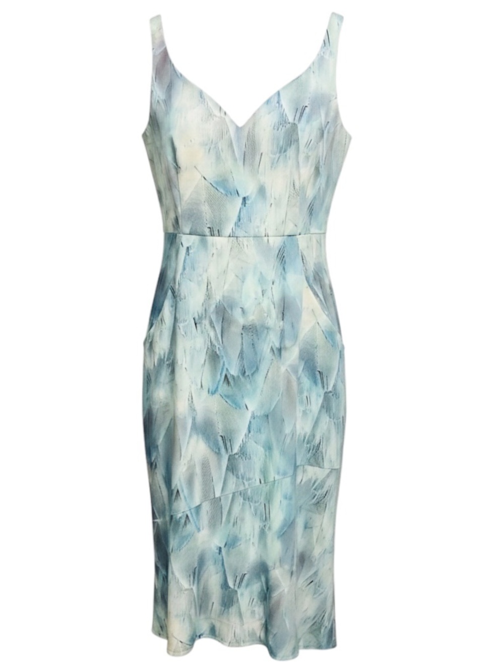 ELIE TAHARI STRATUS BLUE YIRMA SLEEVELESS FLARED HEM MIDI SHEATH DRESS